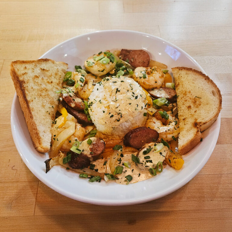 Andouille sausage and shrimp